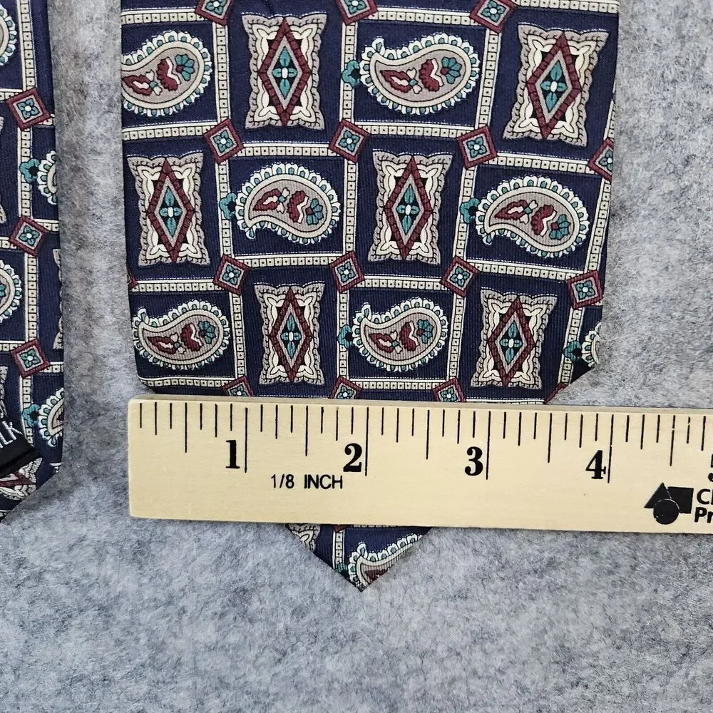 Wembley Necktie‎ Paisley Squares Print 100% Silk Geometric 4
